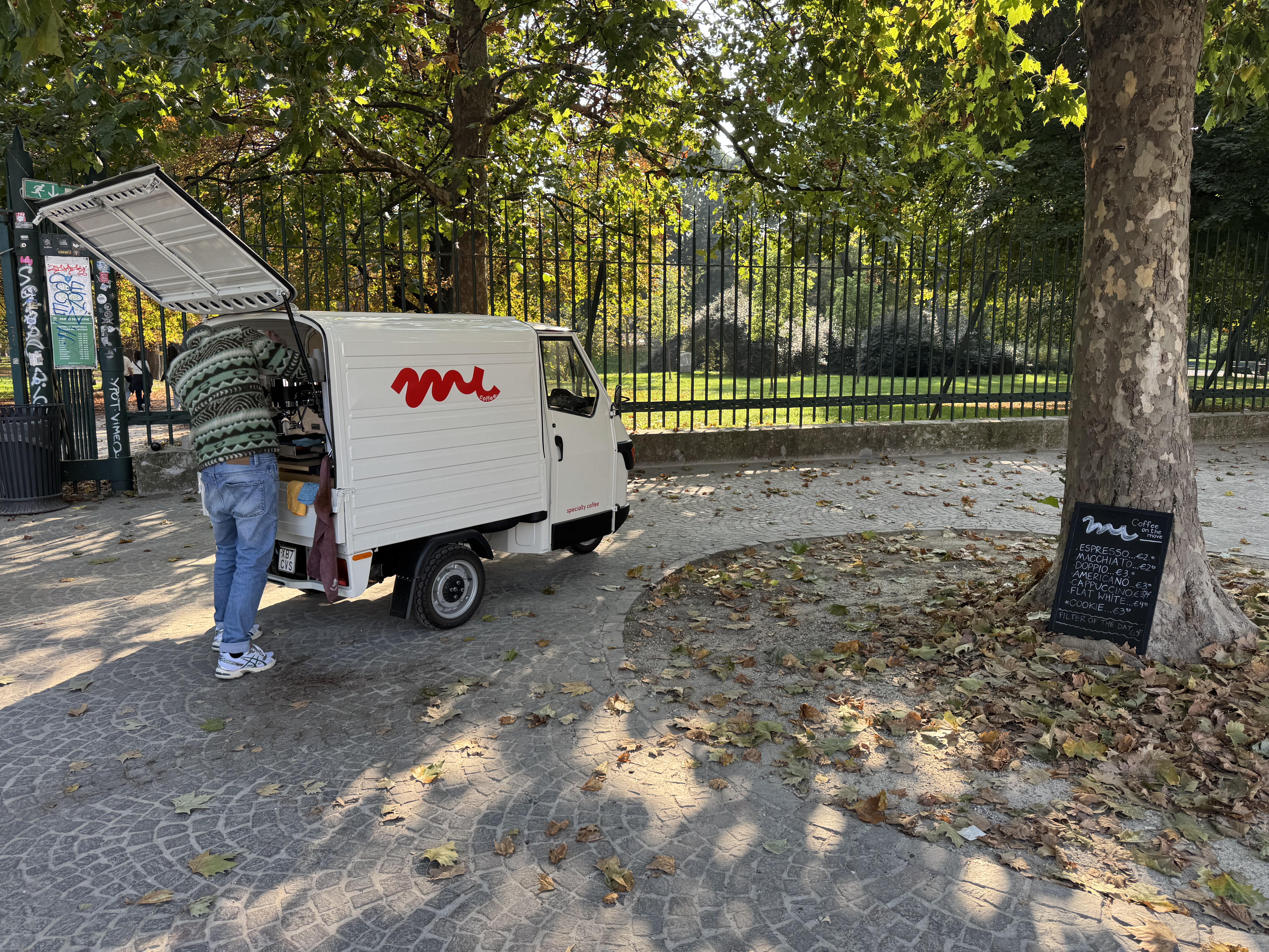 Coffee stop in a Milan park