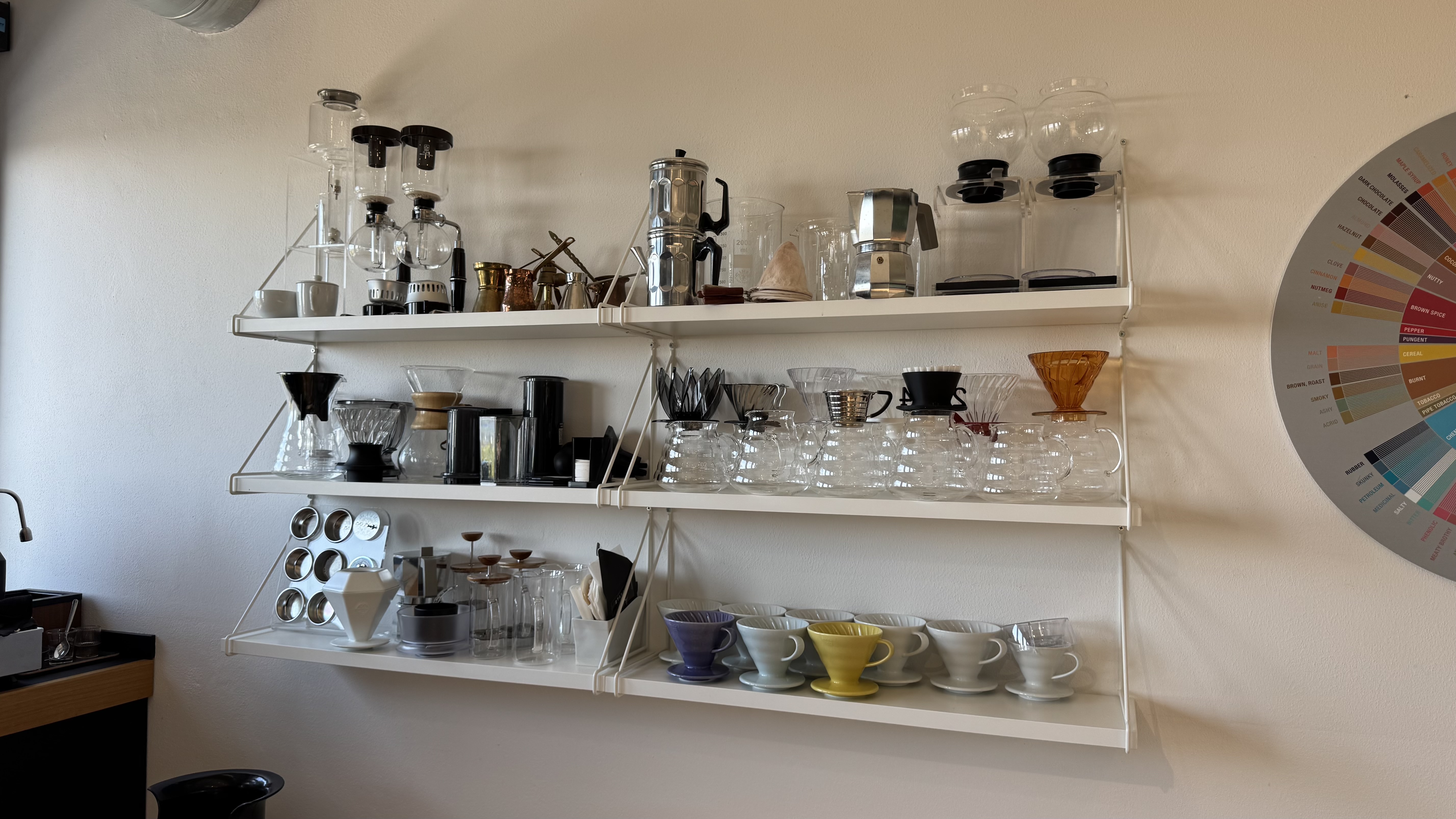 Brewing setup used during the roasting and flavor lesson